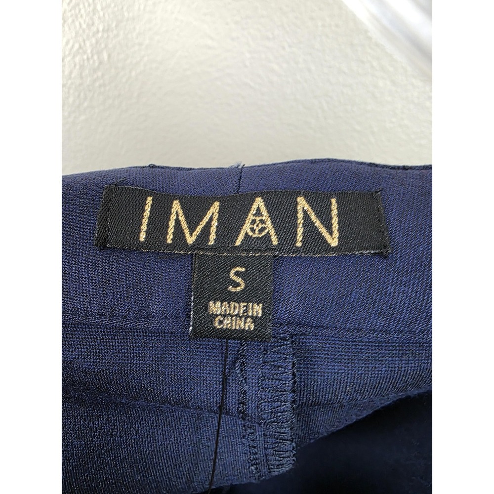 Iman Jacket Womens Small Navy Blue Convertible Gold Zip Off Stretch Open Blazer - Picture 8 of 16